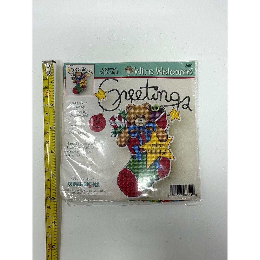 Dimensions Greetings Teddy Bear Counted Cross Stitch Kit 8651 Wire Welcome 2000